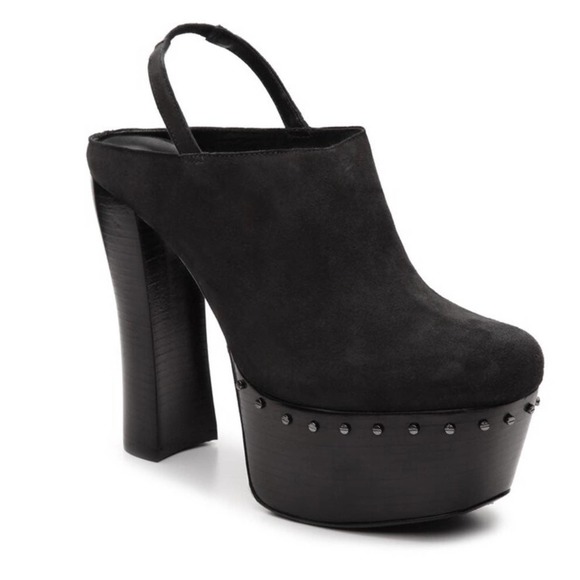 NEW 39.5 Alice + Olivia Tamson Black Suede Chunky Platform Pump Clogs Heels - Picture 6 of 15